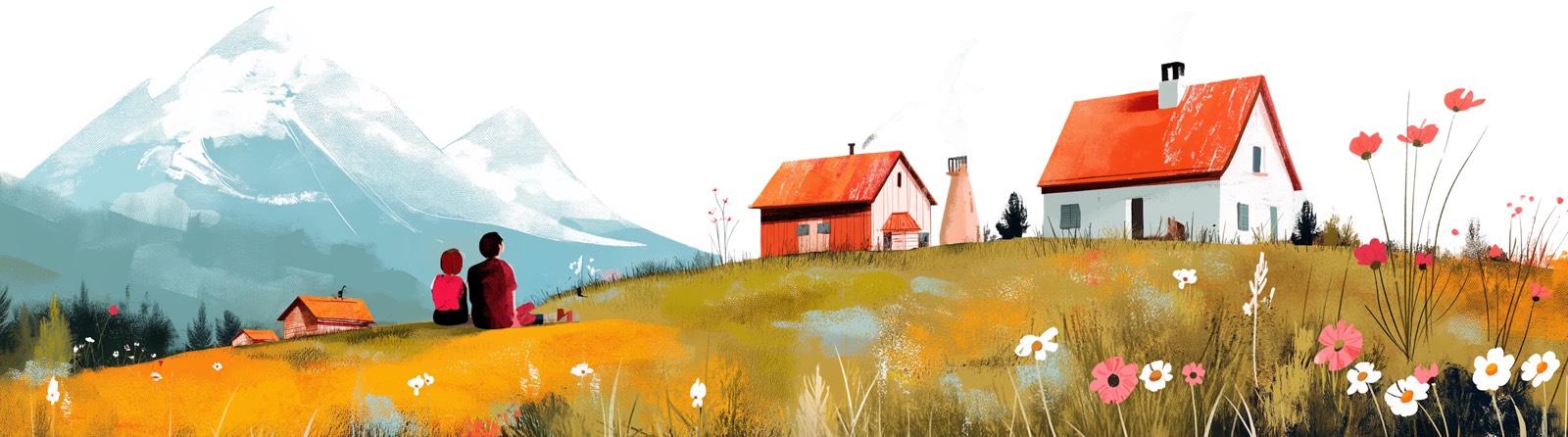 Serene Rural Landscape with Couple